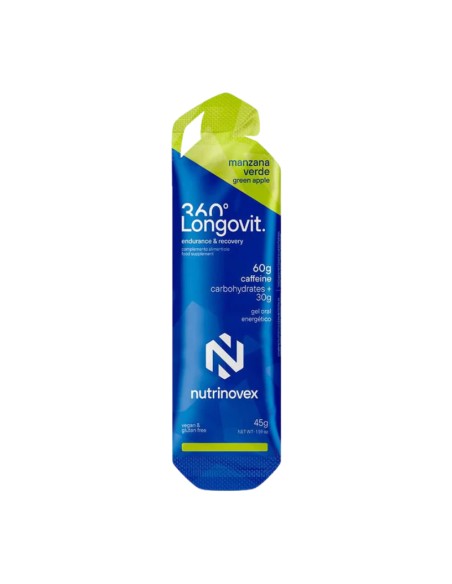Nutrinovex Longovit 360º Gel 60 mg Cafeína + 30 g CHO Manzana Verde 45 g