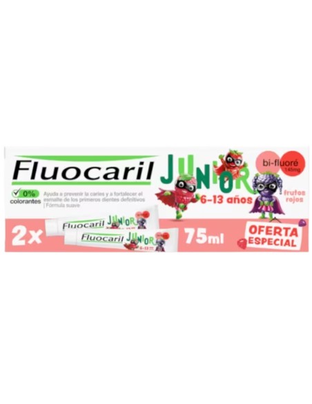 Fluocaril Junior Sabor Frutos Rojos 2x75 ml