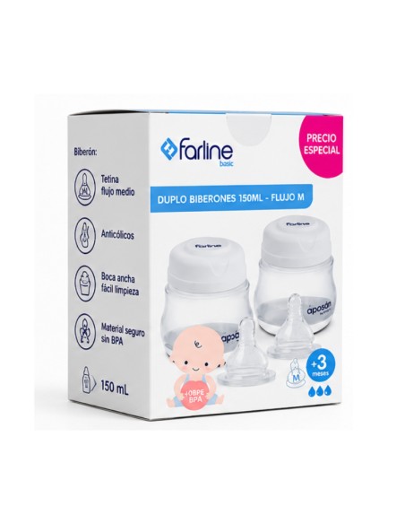 Farline Duplo Biberones 150 ml Flujo M +3 meses