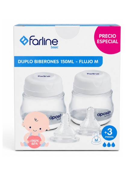 Farline Duplo Biberones 150 ml Flujo M +3 meses